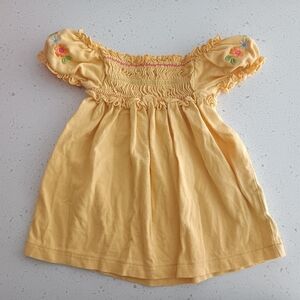 Girls' Yellow Floral Smocked Blouse